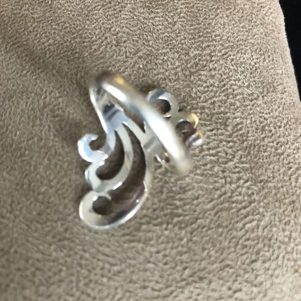 Stunning vintage Sterling.925 Italy Modernist Swirl abstract ring band Sz 6 - Picture 3 of 6